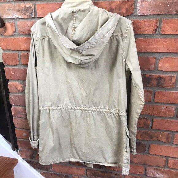 Aritzia Talula Trooper Utility Cargo Hood Cotton Jacket Military Drawcord Pocket - Picture 3 of 16